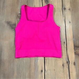 DSG Vibrant Pink Ribbed Crop Tank Top